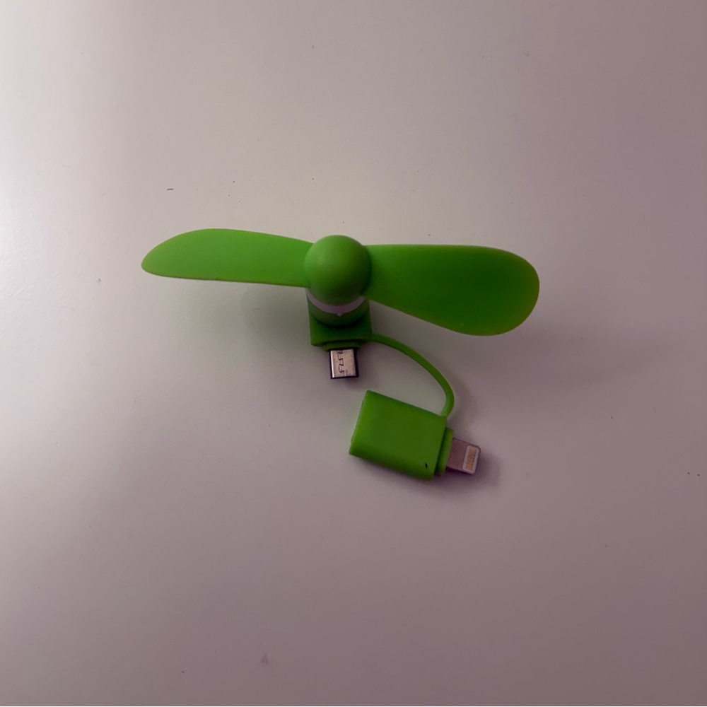 Green Universal Mobile Phone Handheld Fan 2 in 1 Fan for iPhone/Android